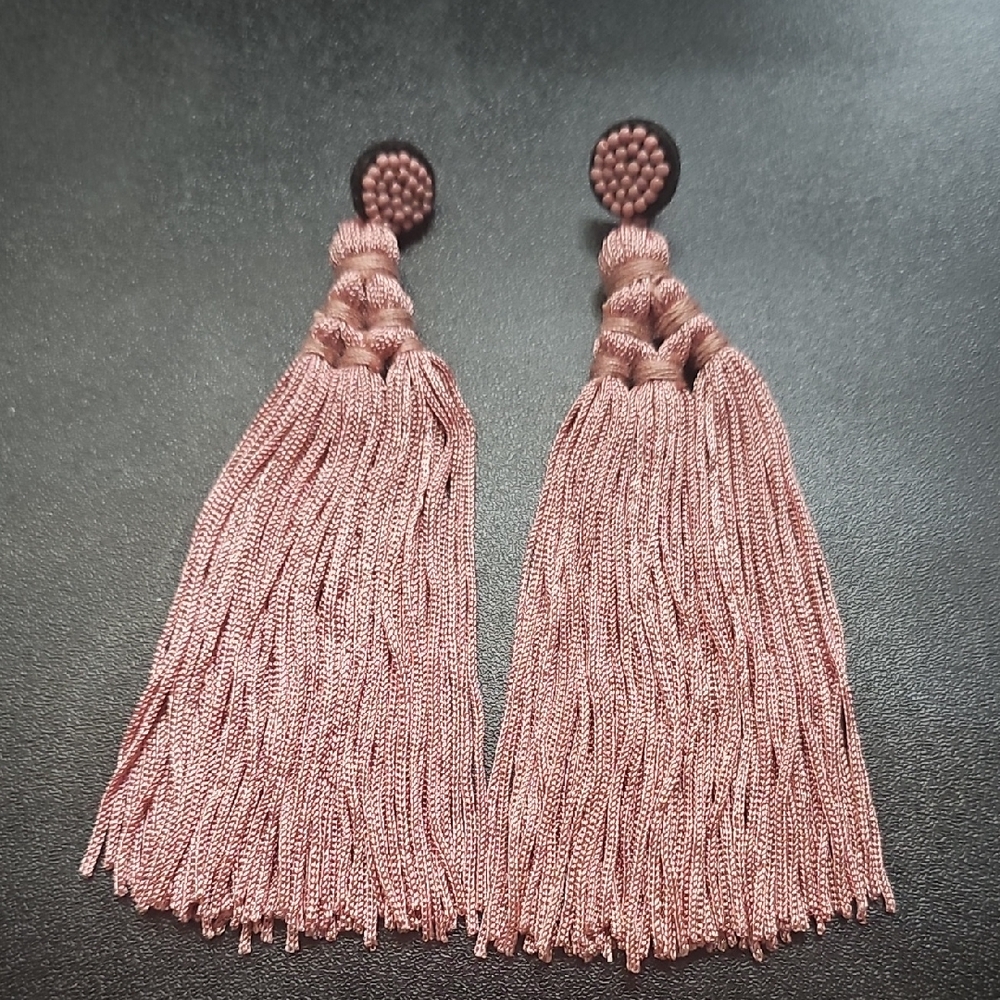 Dusty Rose Tassel Drop Earrings - Women Jewelry